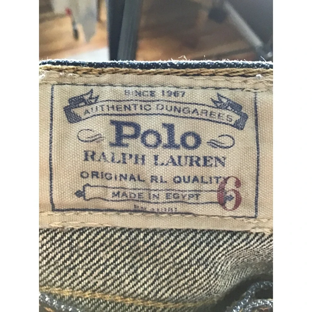 Polo Ralph Lauren Boy Blue Distressed Straight Slouch Fit Denim Jeans Size 6